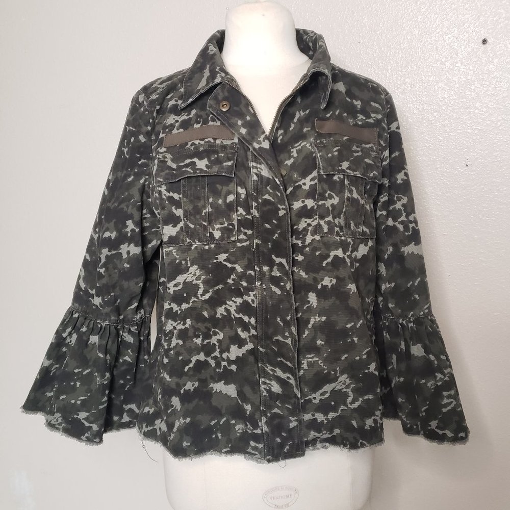 Mossimo Supply Camo Bell Sleeve Denim Jacket Large